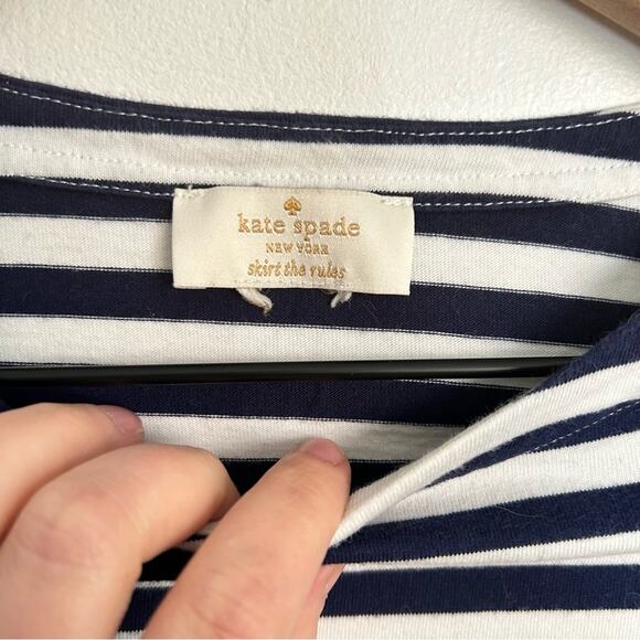 Kate Spade Striped Long Sleeve Top Blue White - Picture 6 of 8